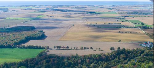 The Garvey-Glenn watershed, looking westward towards Lake Huron. MVCA is focusing on the headwaters first and working down towards the gully where it enters Lake Huron.